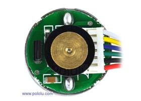 25D mm metal gearmotor with 48 CPR encoder close-up view of encoder